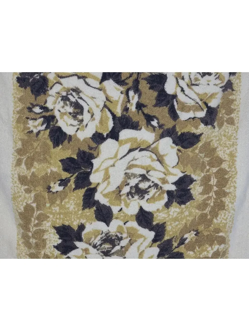 Vtg 70s Cannon Bath Towel Yellow Roses 100% Cotton Brown Tan Retro Rare Bathroom